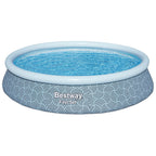 Bestway: Fast Set - 13' x 33 Inflatable Round Pool Set, Blue Abstract, Above Ground Swimming, Fill & Rise, Tritech Construction, Filter Pump, Family