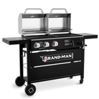 Brand Man Propane Gas & Charcoal Grill Combo with Griddle Dual Fuel BBQ Grill for Outdoor Barbecue, Black