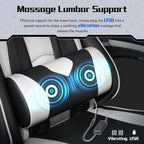 Gaming Chair with Massage Lumbar Support and Footrest Height Office Gaming Chair
