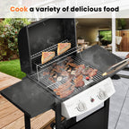 LHRIVER Stainless Steel 3 Burner Propane Gas Grill with Side Burner, 34,000 BTU Patio Garden Barbecue Grill,Porcelain-Enameled Cast Iron Grates
