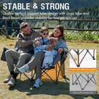 Double Camping Chair for Two Adults Folding Padded Loveseat with Cup Holders and Carry Bag 600 lbs
