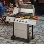 Royal Gourmet GA5401T 5-Burner BBQ Liquid Propane Gas Grill with Side Burner, Stainless Steel 60,000 BTU Barbecue Grill for Patio Garden Picnic Backyard Party, Silver