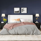 Allewie Full Size Velvet Bed Frame Vertical Channel Tufted Wingback Headboard Upholstered Bed