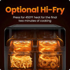 Chefman 6-Quart Double Basket Air Fryer Easy View Window uses two separate nonstick pans