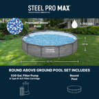 Bestway Steel Pro MAX 10'x30\ Metal Frame Above Ground Pool Set w/ Filter Pump & Cartridge