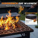 Devoko Outdoor Fire Pit, 32 Inch Firepit Table Metal Outdoor Fireplaces with Waterproof Cover for Outside Patio Camping