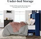 Allewie Full Size Velvet Bed Frame Vertical Channel Tufted Wingback Headboard Upholstered Bed