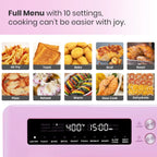 Infrared Heating Air Fryer Toaster Oven, Extra Large Countertop Convection Oven 10-in-1 Combo, 6-Slice Toast, Enamel Baking Pan Easy Clean with Recipe Book, Black Matte Stainless Steel