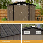 Patiowell 5x3 FT Outdoor Storage Shed Tool Shed with Sloping Roof and Lockable Door Metal Shed