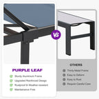 PURPLE LEAF Patio Tanning Lounge Chair Set with Face Down Hole Outdoor Aluminum Adjustable Reclining Chairs Wheels Pillows and Table for Poolside Beach Sunbathing Lounger, Beige