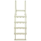 Aqua Select White Anti-Slip Pool Steps with White Steps and White Outside Flip-up Safety Ladder, 48-54H