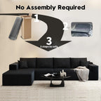 107.5 Cloud Modular Sectional Sofa Couch with L-Shape Chaise,Modern Minimalist Upholstered Couches