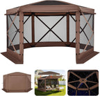 VEVOR 12 * 12ft 6 Sided Pop-up Canopy Shelter Tent with Mesh Windows, Portable Carry Bag