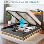 Queen Bed Frame Storage Lift Up Queen Size Bed Frame Headboard Upholstered Platform Bed