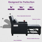 Adult Convertible Sleeper Chair Bed 3-in-1 Pull-Out Sofa Bed with USB/Type-C Ports Cup Holders
