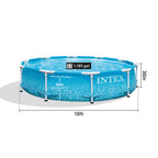 Intex: Beachside Metal Frame Pool - 10' x 30 - Above Ground Swimming, Puncture-Rust Resistant, T-Joint Setup, Family Water Play, 1185 Gal, 28206EP