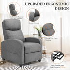 Sweetcrispy Massage Recliner Chair for Adults, Adjustable Home Theater Seating with Lumbar Support for Living Room, Modern Fabric Reclining, Pure Black