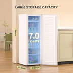 BANGSON Upright Freezer, 7.0 Cu.ft Stand Up Freezer, Convertible Upright Freezer/Refrigerator, Single Door for Kitchen,Garage, Office, Apartment, Silver