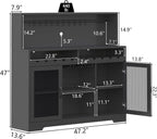 Wine Bar Cabinet with LED Light, Liquor Cabinet with Glass Holder, Coffee Bar for Liquor, Storage Buffet with Wine Racks, Wine Cabinet