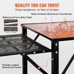 VEVOR Camping Kitchen Table, Quick set-up Folding Camping Table with A Carrying Bag, 3 Adjustable Heights, MDF Camping Table, Ideal for Outdoor Picnics, BBQs, Camping, RV Traveling