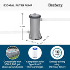 Power Steel 14' x 8'2 x 39.5 Oval Above Ground Pool Set | Includes 530gal Filter Pump, Ladder, ChemConnect Dispener