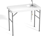 EVOKEDEN 42.5 Fish Cleaning Table w/ Sink, Folding Camping Table & Fish Cleaning Station w/ Measure Mark