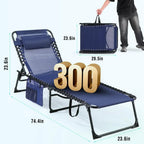 Unovivy Outdoor Chaise Lounge Chairs Portable Folding Pool Lounge Chair with Reclining Back