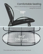 Outdoor Settee 2-Seat Garden Furniture with Backrest PE Rattan