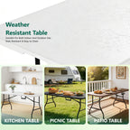 WASUHE Folding Table 4 FT Lightweight Table, Fold-in-Half Plastic Rectangular Table Metal Legs, Easy to Store, Perfect for Party, Dining, Wedding, Events, White