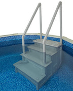 Aqua Select White Anti-Slip Pool Steps with White Steps and White Outside Flip-up Safety Ladder, 48-54H