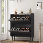 GarveeHome Shoe Cabinet with 3 Flip Top Drawers, Wooden Shoe Cabinet with Adjustable Shelves