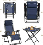 3PCS Zero Gravity Recliner Portable Outdoor Reclining Chair Set Side Table Lounge Chairs