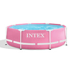 INTEX Round Metal Frame 8ft x 30in Above Ground Swimming Pool, Pink