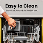 Chefman 6-Quart Double Basket Air Fryer Easy View Window uses two separate nonstick pans