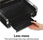 Electric Indoor Searing Grill with Viewing Window & Adjustable Temperature Control to 450F, 118 sq. in. Surface Serves 6, PFAS-Free Removable Nonstick Grate, Stainless Steel