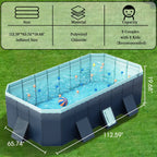 Hurber Foldable Swimming Pool, Large Non-Inflatable Adults Kiddie Outdoor Pools, Blue, 113 x 66 x 20