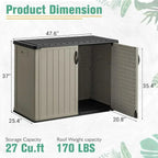Greesum Outdoor Horizontal Storage Shed 27 Cu.ft Resin Large Storage Box for Garden Patio