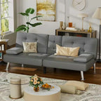 Homall Futon Sofa Bed Leather Futon Couch with Armrests Adjustable Recliner Sleeper Sofa Bed