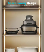 Rellytech Portable Glass Air Fryer - 1500W, 4.2 QT & 6-Cup Dual Glass Containers