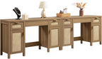 SICOTAS Rattan Vanity Home Office Desk - 52 Large Makeup Vanity Dressing Table