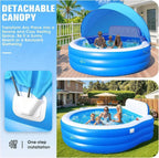 2025 Upgraded Inflatable Pool with Canopy Inflatable Family Lounge Pool Round Blow Up Pool