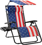 Best Choice Products Folding Zero Gravity Outdoor Recliner Patio Lounge Chair w/Adjustable Canopy Shade, Headrest, Side Accessory Tray, Textilene Mesh - Peacock Blue