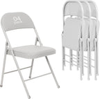 6 Pack Black Folding Chairs with Leather Chairs Events Office Wedding Party Upholstered Chairs