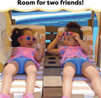 KidKraft Wooden Outdoor Double Chaise Lounge with Cup Holders Kids Patio Furniture Honey