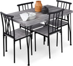 Best Choice Products 5 Piece Metal and Wood Indoor Modern Rectangular Dining Table Furniture Set