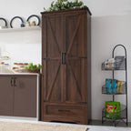 JXQTLINGMU Farmhouse Kitchen Pantry 72 Tall Wood Kitchen Storage Cabinet Adjustable Shelves