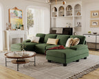 Furmax Sectional Couches for Living Room U-Shaped Sofa Couch Linen Fabric 4 Seat Sofa Set