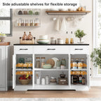Sideboard with drawers, large 55-inch sideboard, sideboard storage with shelves and doors, modern farmhouse coffee bar wood kitchen dining table