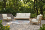 Coastal view outdoor terrace eucalyptus sofa