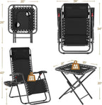 3PCS Zero Gravity Recliner Portable Outdoor Reclining Chair Set Side Table Lounge Chairs